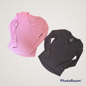 2 pack Time and Tru Thermal T-Shirt, Rose and Blue cove, Size M